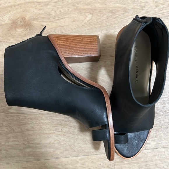 Loeffler Randall open-toe leather black ankle boot - Picture 2 of 4